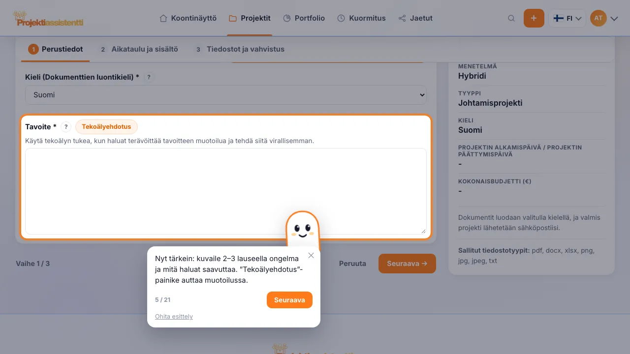 Casper ohjaa tavoitekenttään